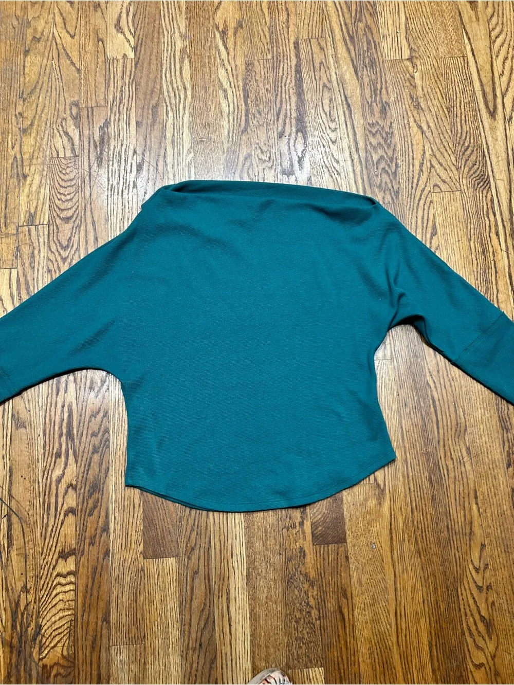 Free People Boat Neck Thermal Top – XL – Deep Teal Boho Oversized Cozy
